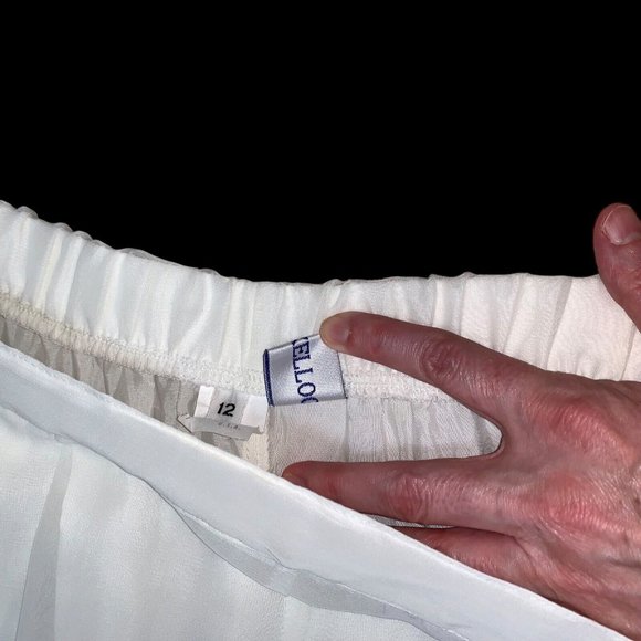 Chris Kellogg Vintage Wide Legged Pants Size 12 Chiffon Layer Pleated Off White - Picture 6 of 8